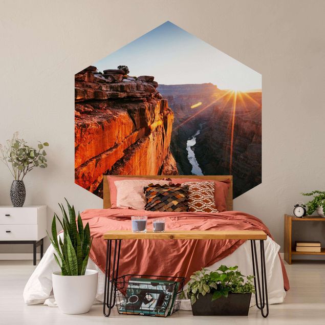 Papier peint panoramique paysage Soleil dans le Grand Canyon