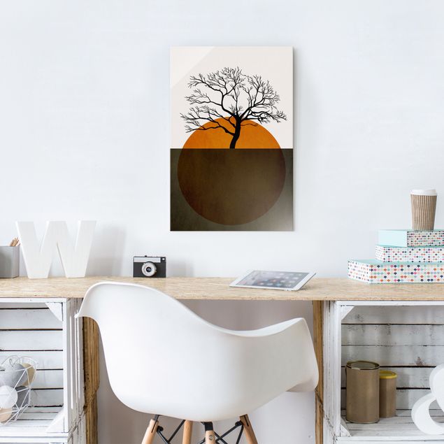 Tableaux reproductions Soleil avec arbre