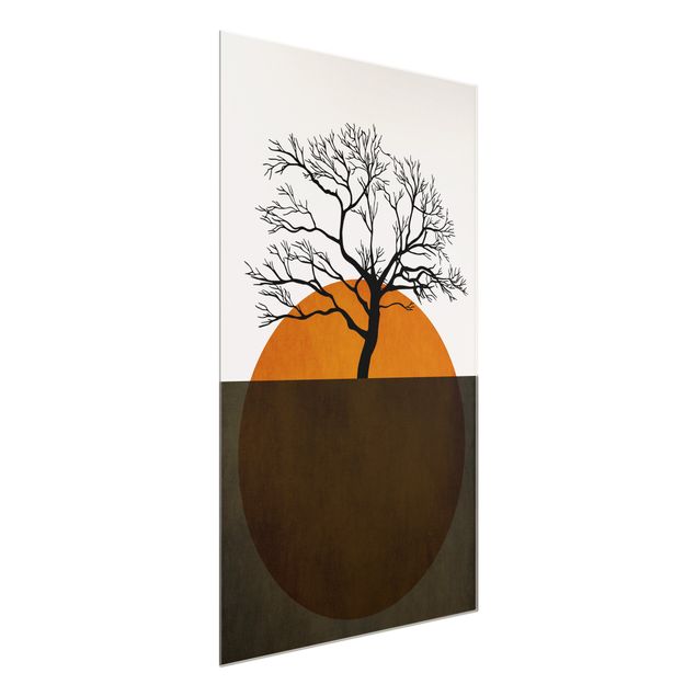 Tableau paysages Soleil avec arbre