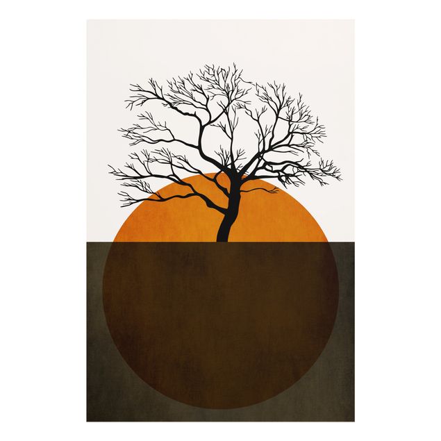 Tableau verre paysage Soleil avec arbre