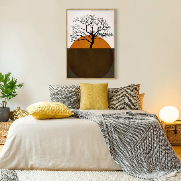 Tableaux encadrés paysage Soleil avec arbre