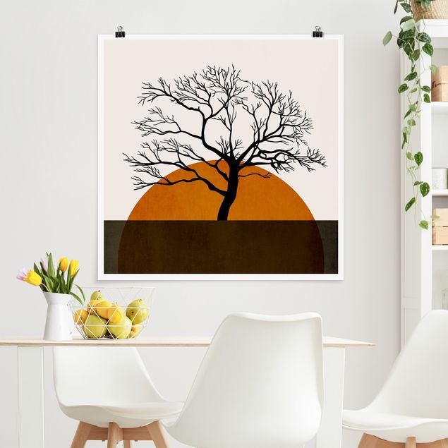 Tableaux paysage Soleil avec arbre