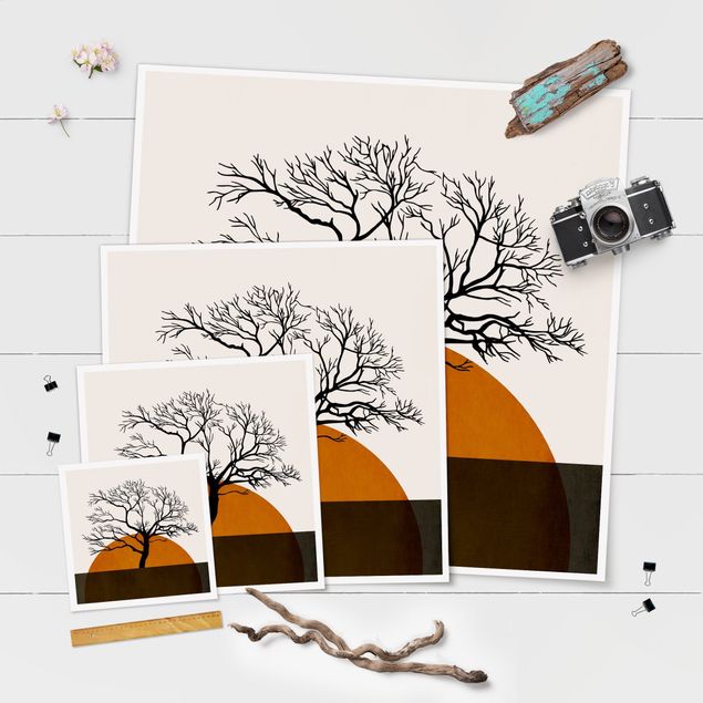 Posters Soleil avec arbre