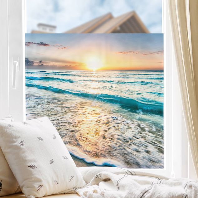 Décoration pour fenêtre - Coucher de soleil à la plage