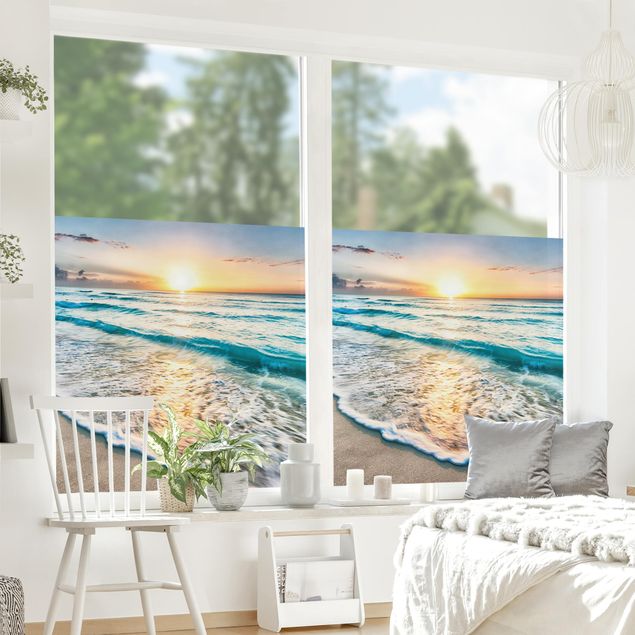 Décoration pour fenêtre - Coucher de soleil à la plage