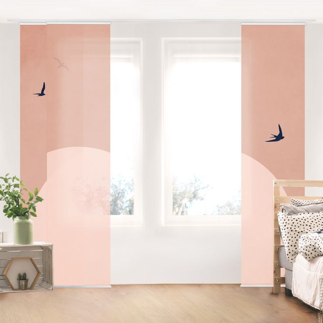 Panneaux coulissants abstraits Coucher de soleil en rose