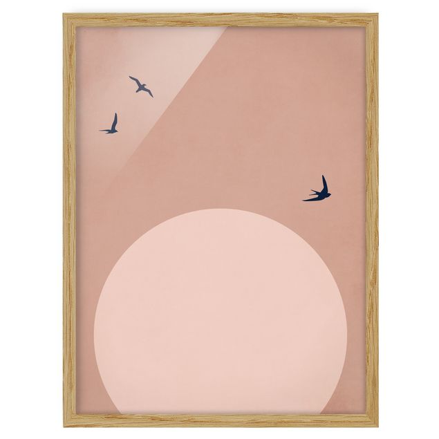 Poster encadré abstrait Coucher de soleil en rose
