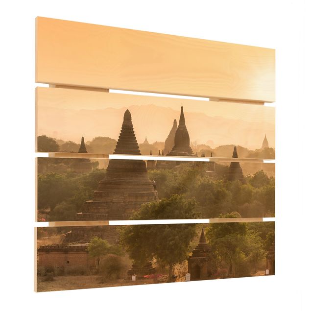Impression sur bois - Sun Setting Over Bagan