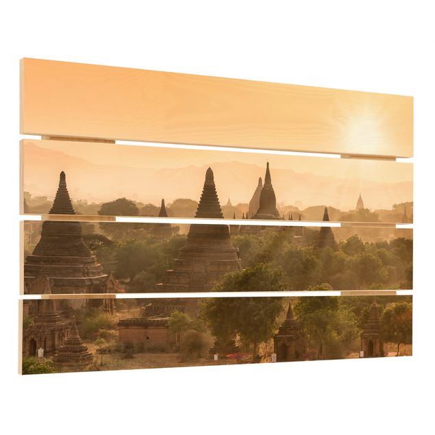 Impression sur bois - Sun Setting Over Bagan