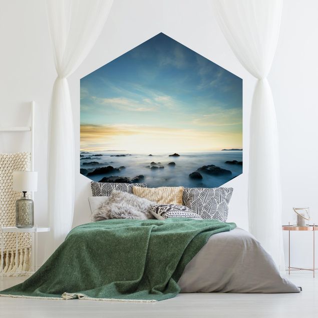 Papier peint panoramique paysage Coucher de soleil sur l'océan