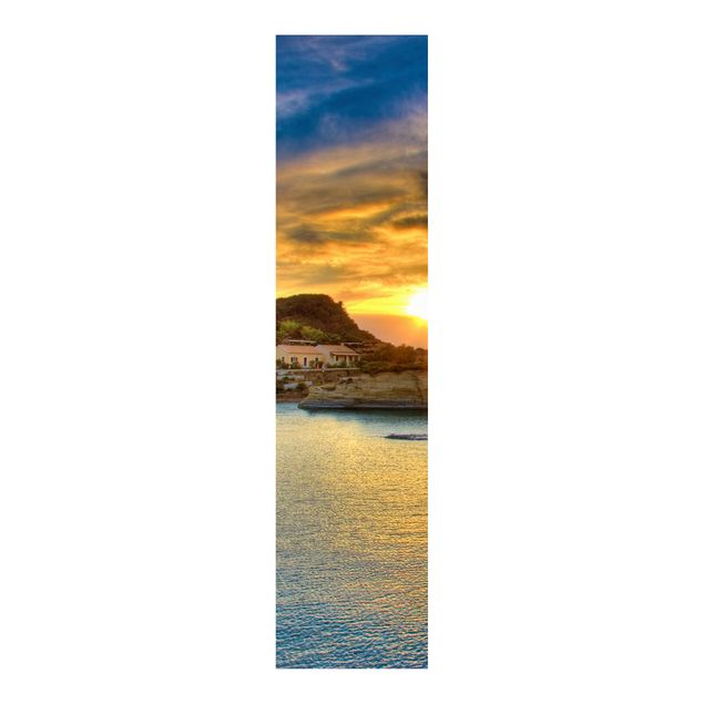 Panneau japonais paysage Coucher de soleil sur Corfu