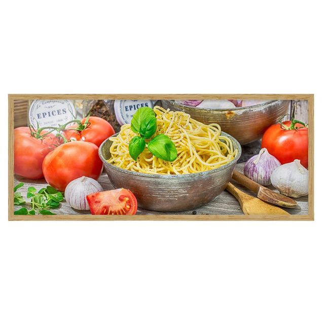 Tableaux multicolore Spaghetti au basilic