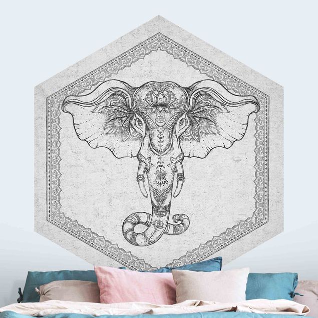 Tapisserie elephant Eléphant spirituel imitation béton