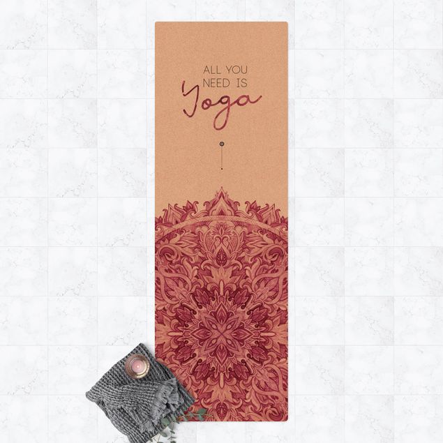tapis long couloir Texte All You Need Is Yoga Rouge