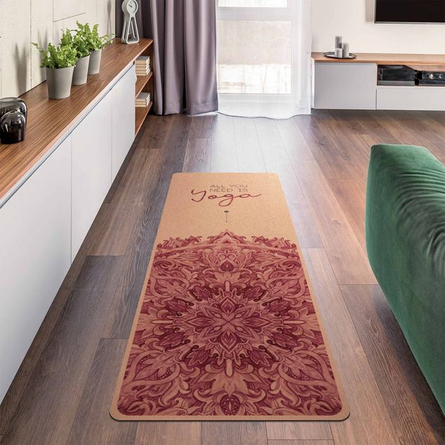 tapis rouge salon Texte All You Need Is Yoga Rouge