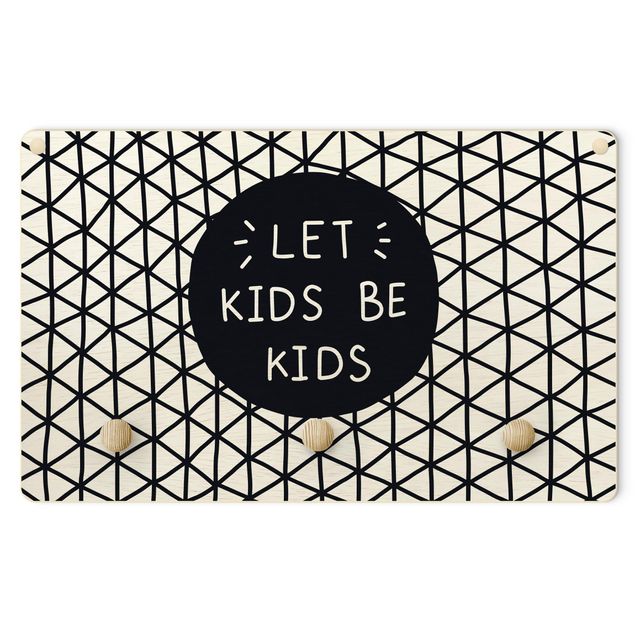 Patère porte manteaux Texte Let Kids Be Kids Lattice Noir