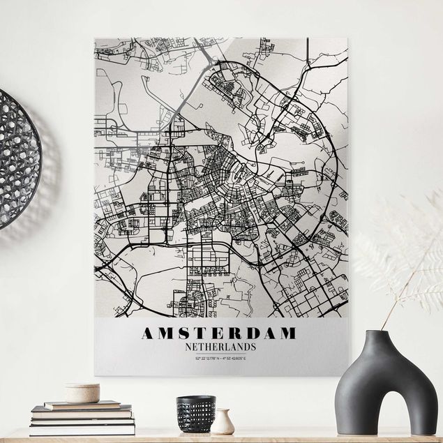 Déco murale cuisine Plan de ville d'Amsterdam - Classique