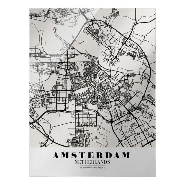 Tableaux noir et blanc Plan de ville d'Amsterdam - Classique