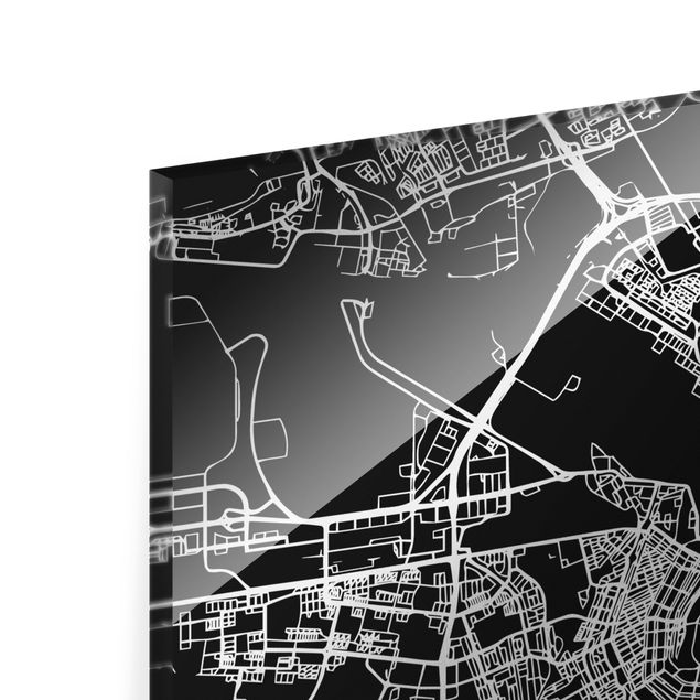 Tableaux muraux Plan de ville d'Amsterdam - Noir classique