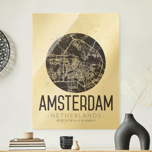 Déco murale cuisine Plan de ville d'Amsterdam - Rétro
