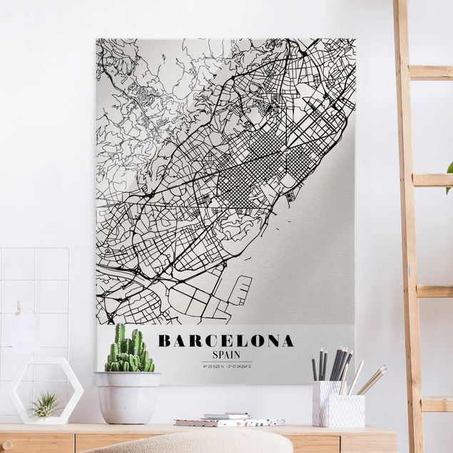 Déco murale cuisine Plan de ville de Barcelone - Classique