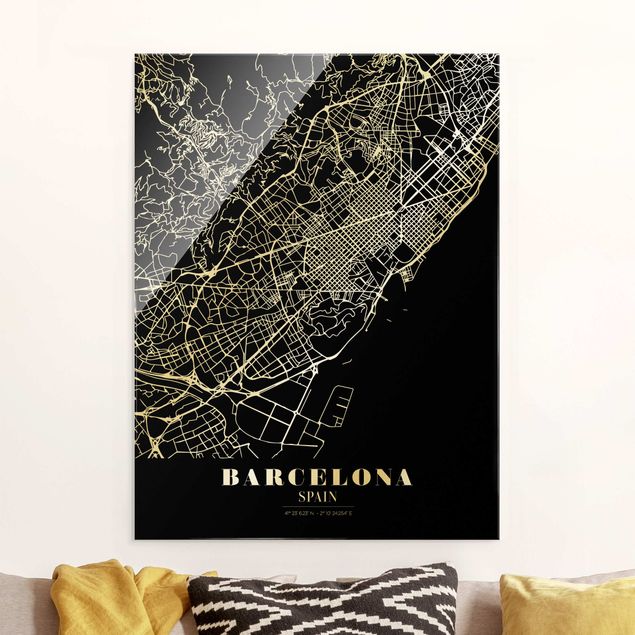 Décorations cuisine Plan de ville de Barcelone - Noir classique