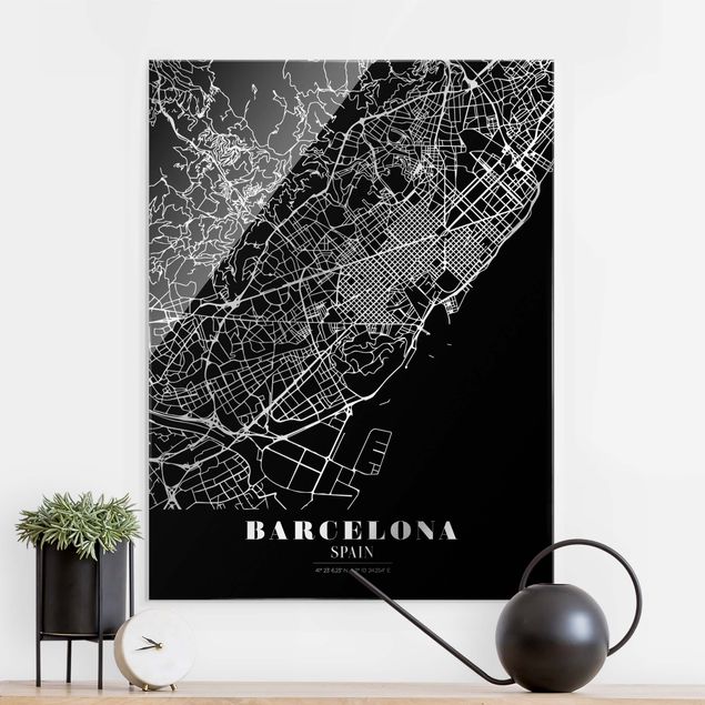 Décorations cuisine Plan de ville de Barcelone - Noir classique