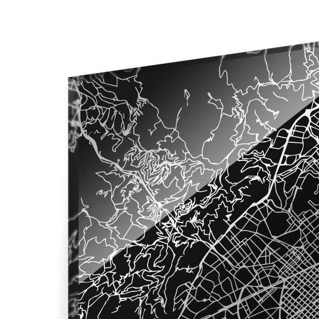 Tableaux Plan de ville de Barcelone - Noir classique