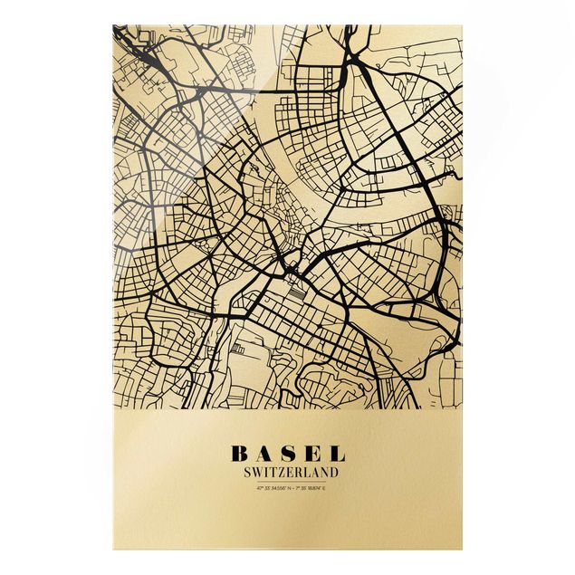 Tableaux noir et blanc Plan de la ville de Bâle - Classique