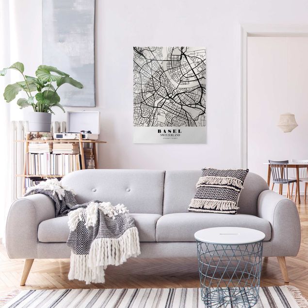 Tableaux en verre mappemonde Plan de la ville de Bâle - Classique