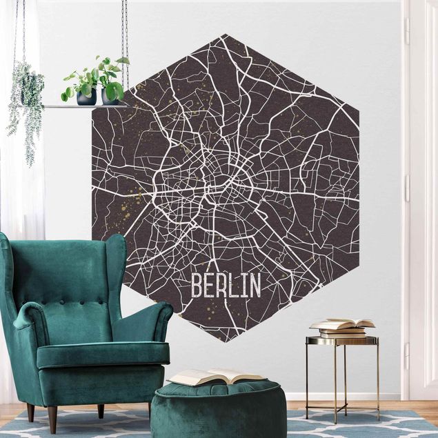 Papier peint vintage Plan de Ville de Berlin - Rétro