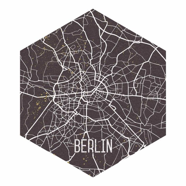 Papier peint gris Plan de Ville de Berlin - Rétro