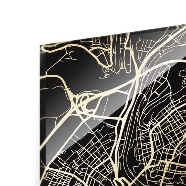 Tableaux muraux Plan de ville de Berne - Noir classique