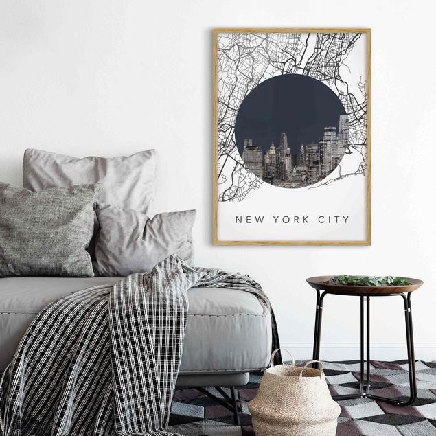 Tableaux encadrés noir et blanc Carte Collage New York City