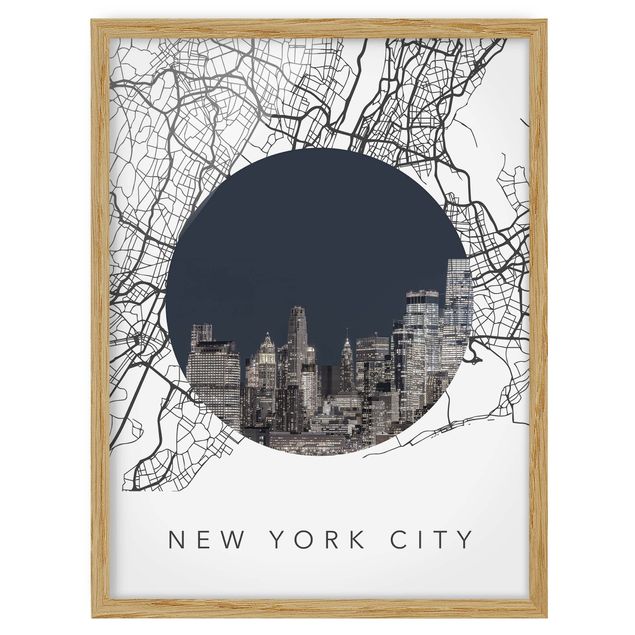 Tableaux encadrés mappemonde Carte Collage New York City