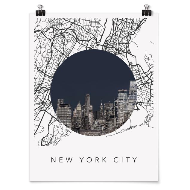 Tableau carte du monde Carte Collage New York City