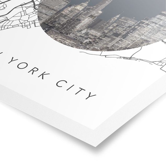 Poster villes Carte Collage New York City