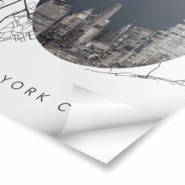 Tableaux noir et blanc Carte Collage New York City