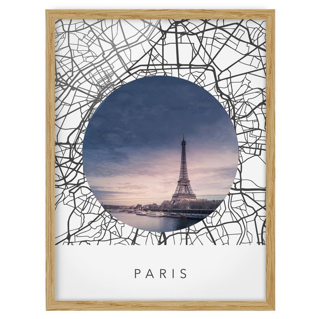 Tableaux encadrés mappemonde Map Collage Paris