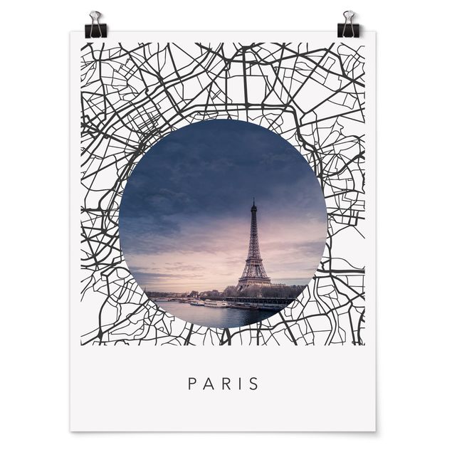 Tableau carte du monde Map Collage Paris