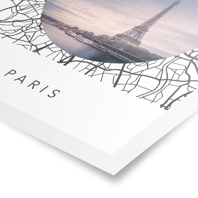 Poster villes Map Collage Paris