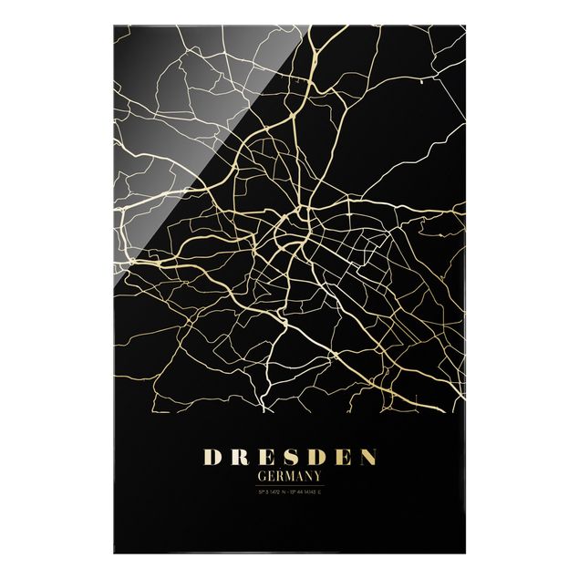 Tableaux noir et blanc Plan de ville de Dresde - Noir classique