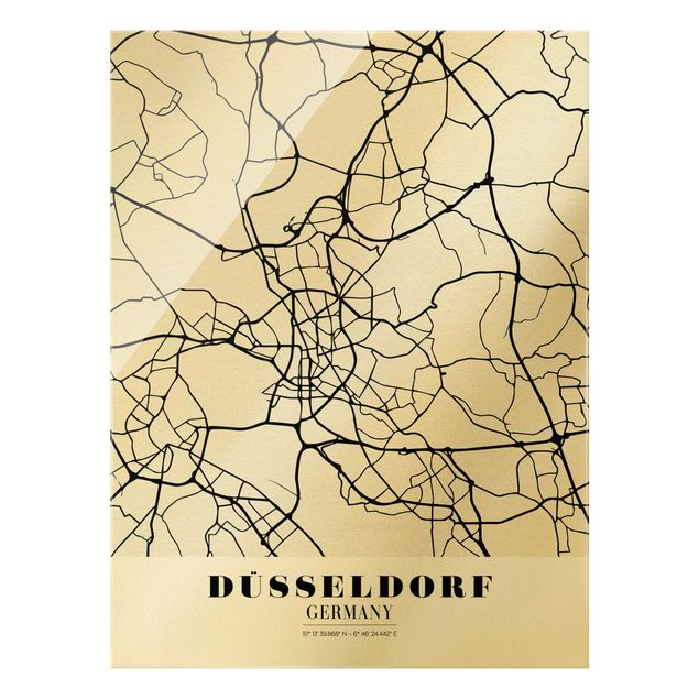 Tableaux noir et blanc Plan de ville de Dusseldorf - Classique