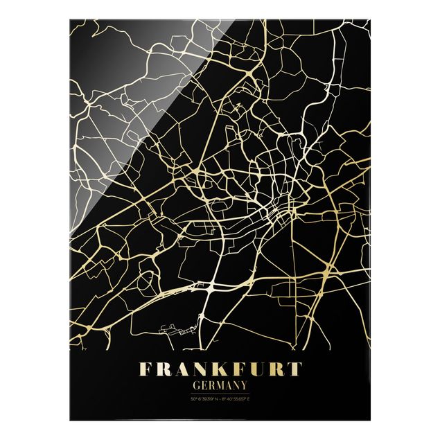 Tableaux noir et blanc Plan de ville de Francfort - Noir classique