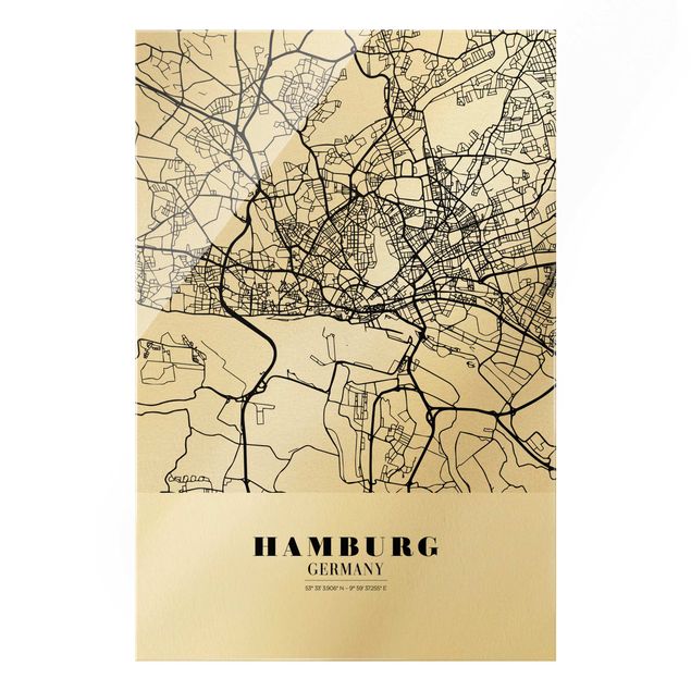 Tableaux noir et blanc Plan de ville de Hambourg - Classique
