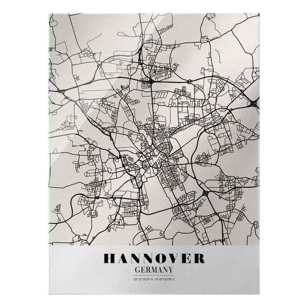 Tableaux noir et blanc Plan de ville de Hanovre - Classique