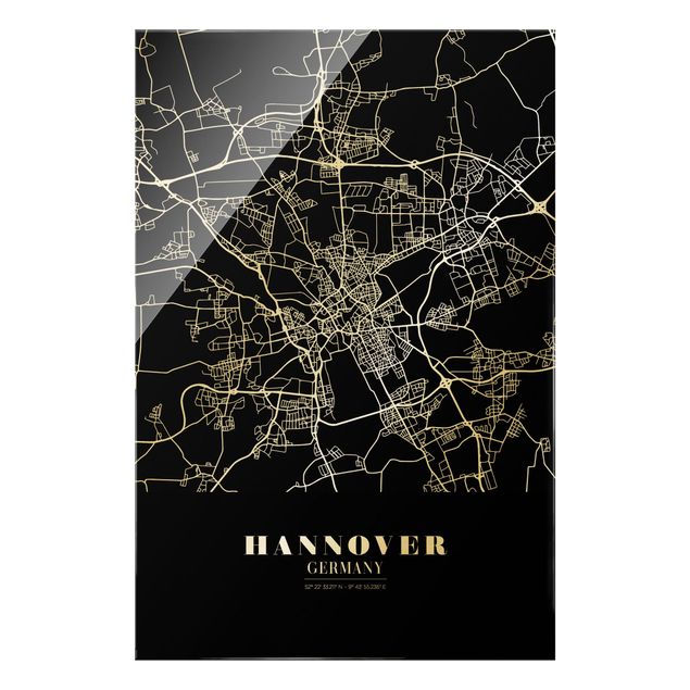 Tableaux noir et blanc Plan de ville de Hanovre - Noir classique
