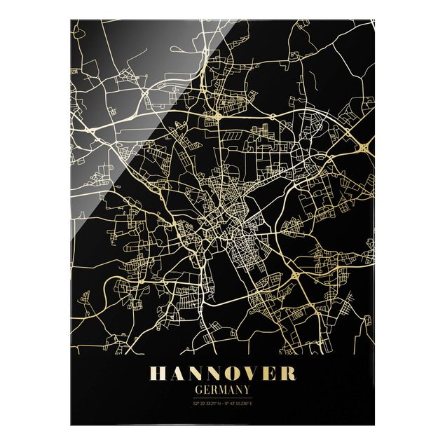 Tableaux noir et blanc Plan de ville de Hanovre - Noir classique