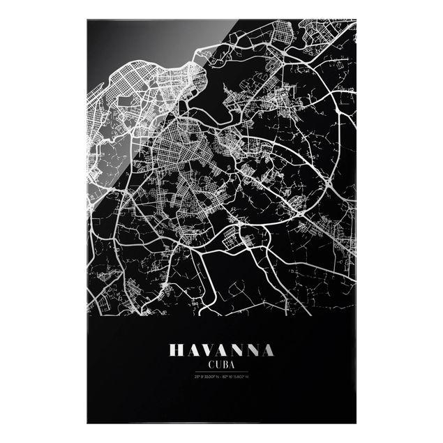 Tableaux noir et blanc Plan de ville de La Havane - Noir classique