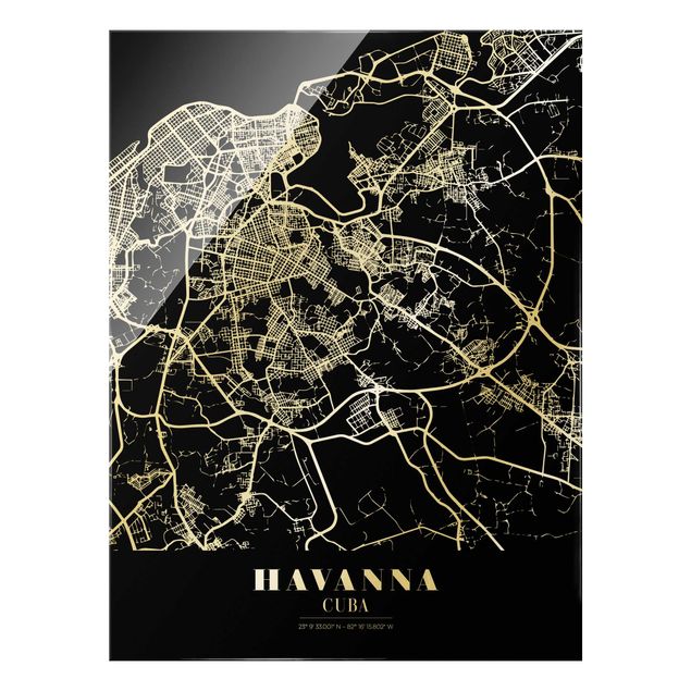 Tableaux noir et blanc Plan de ville de La Havane - Noir classique
